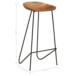 Scaune de bar, 2 buc., lemn masiv de acacia - Img 12