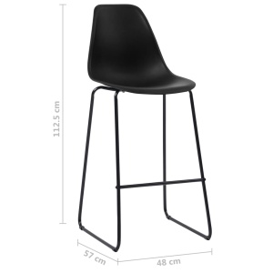 Scaune de bar, 2 buc., negru, plastic - Img 6
