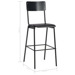 Scaune de bar, 4 buc., negru, placaj solid și oțel - Img 7