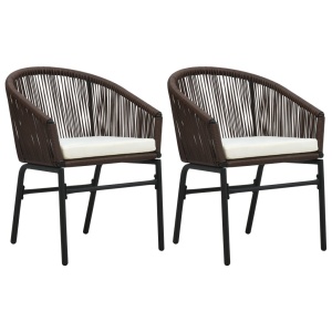 Scaune de grădină, 2 buc., maro, ratan PVC