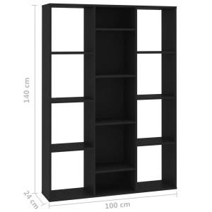 Separator cameră/Bibliotecă, negru, 100 x 24 x 140 cm, PAL - Img 6