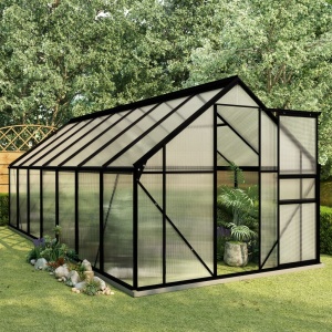 Seră cu cadru de bază, antracit, 8,17 m², aluminiu