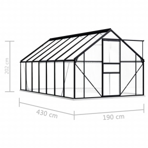 Seră cu cadru de bază, antracit, 8,17 m², aluminiu - Img 5