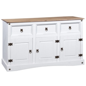 Servantă alb 132x43x78 cm lemn masiv pin mexican gama Corona