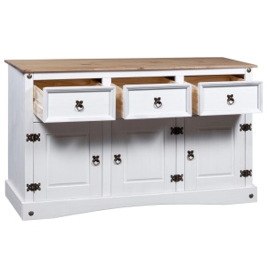 Servantă alb 132x43x78 cm lemn masiv pin mexican gama Corona - Img 7