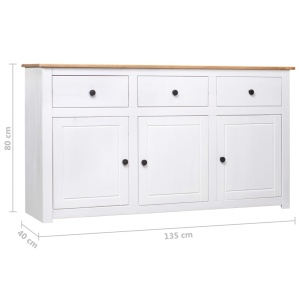 Servantă, alb, 135 x 40 x 80 cm, lemn masiv de pin, gama Panama - Img 10