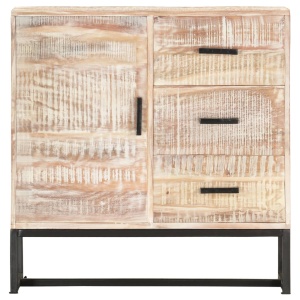 Servantă, alb, 73 x 30 x 75 cm, lemn masiv de acacia - Img 4