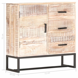 Servantă, alb, 73 x 30 x 75 cm, lemn masiv de acacia - Img 6