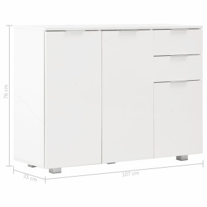 Servantă, alb extralucios, 107x35x76 cm - Img 7