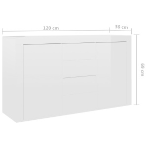 Servantă, alb extralucios, 120 x 36 x 69 cm, PAL - Img 7