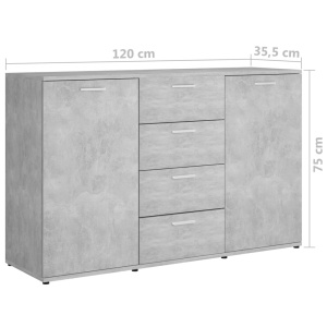 Servantă, gri beton, 120 x 35,5 x 75 cm, PAL - Img 9