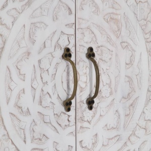 Servantă realizată manual, alb, 140x30x70 cm, lemn masiv acacia - Img 2