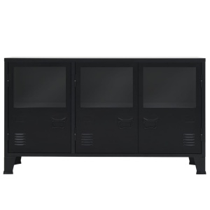 Servantă, stil industrial, negru, 120 x 35 x 70 cm, metal - Img 3