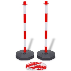 Set 4 stâlpi de blocare & 2 lanțuri de plastic, 10 m - Img 2
