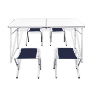 Set camping masă reglabilă și 4 scaune 120 x 60 cm - Img 2
