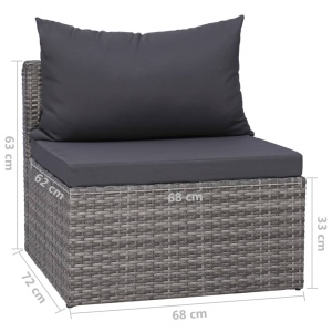 Set canapea de grădină cu perne, 6 piese, gri, poliratan - Img 11