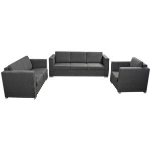 Set canapele, 3 piese, gri inchis, material textil - Img 2