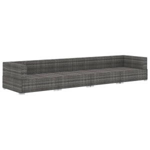 Set canapele de grădină cu perne, 4 piese, gri, poliratan - Img 3