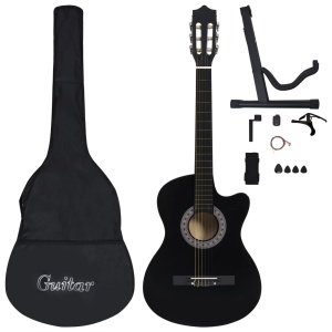 Set chitară acustică occidentală 12 piese 6 corzi negru 38" - Img 2