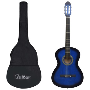 Set chitară clasică incepători, 12 piese, albastru, 4/4 39"