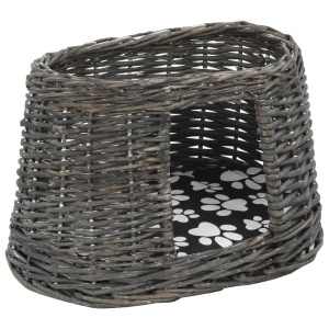 Set coșuri pisici, perne, 3 piese, gri, 47x34x60 cm, salcie - Img 7