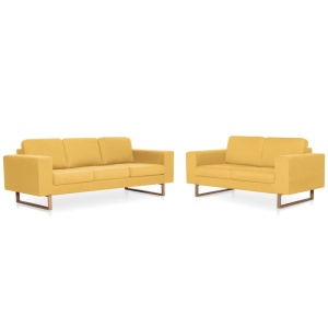 Set de canapele, 2 piese, galben, material textil - Img 2