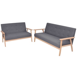 Set de canapele, 2 piese, material textil, gri inchis