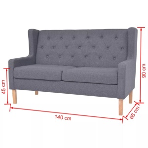 Set de canapele, 2 piese, material textil, gri - Img 11