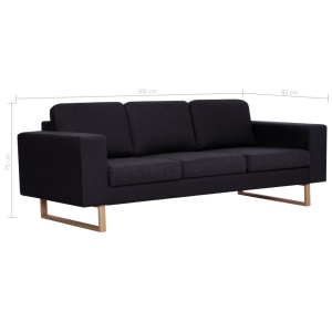 Set de canapele, 2 piese, negru, material textil - Img 11