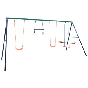 Set de leagăne cu inele de gimnastică și 4 locuri, oțel