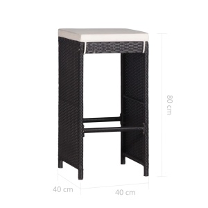 Set de masă și scaune de exterior, 9 piese, negru, poliratan - Img 10