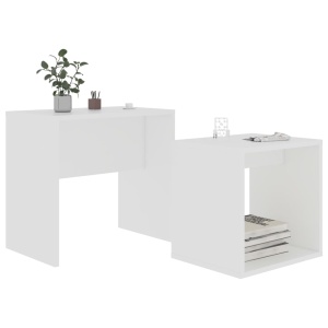 Set măsuțe de cafea, alb, 48x30x45 cm, PAL - Img 3