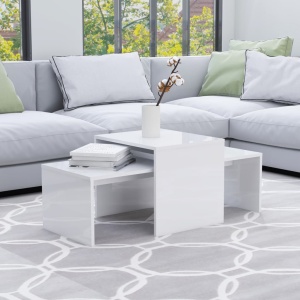 Set măsuțe de cafea, alb extralucios, 100x48x40 cm, PAL