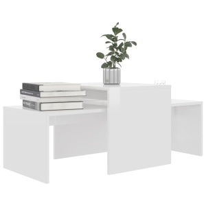 Set măsuțe de cafea, alb extralucios, 100x48x40 cm, PAL - Img 3