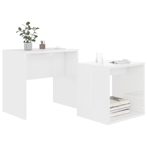 Set măsuțe de cafea, alb extralucios, 48x30x45 cm, PAL - Img 3