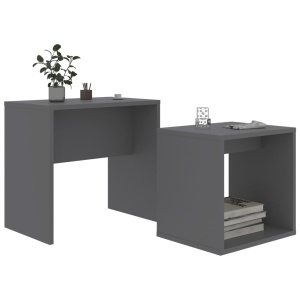 Set măsuțe de cafea, gri, 48 x 30 x 45 cm, PAL - Img 3