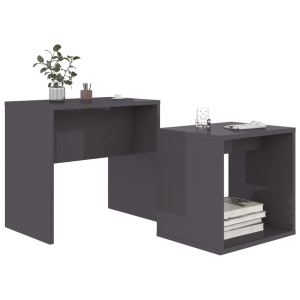 Set măsuțe de cafea, gri extralucios, 48 x 30 x 45 cm, PAL - Img 3