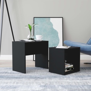 Set măsuțe de cafea, negru, 48x30x45 cm, PAL