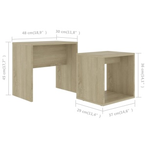 Set măsuțe de cafea, stejar Sonoma, 48 x 30 x 45 cm, PAL - Img 5