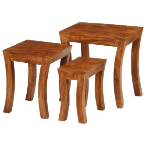 Set mese suprapuse,3 piese,lemn masiv acacia, 50x35x50 cm, maro - Img 10