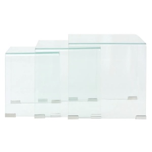 Set mese suprapuse, sticlă călită transparentă, trei piese - Img 5