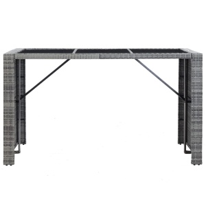 Set mobilier bar de grădină cu perne, 7 piese, gri, poliratan - Img 4