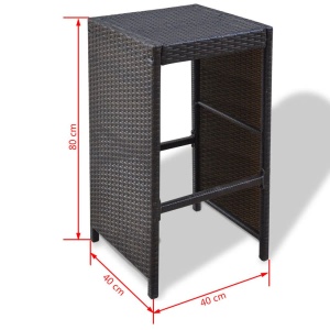 Set mobilier bar de grădină cu perne, 7 piese, maro, poliratan - Img 7