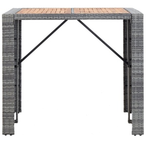 Set mobilier bar exterior, 5 piese, gri, poliratan, lemn acacia - Img 8