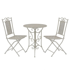 Set mobilier bistro, 3 piese, gri, oțel