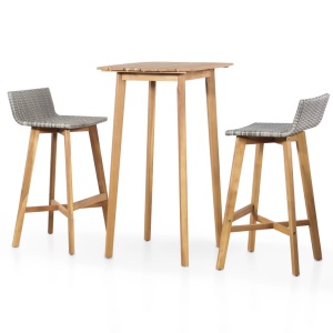 Set mobilier bistro, 3 piese, lemn masiv de acacia