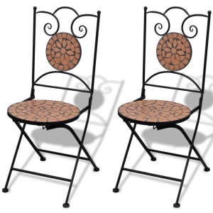 Set mobilier bistro, 3 piese, roșu teracotă, plăci ceramice - Img 5