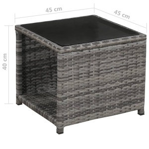 Set mobilier bistro cu perne, 3 piese, gri, poliratan - Img 6