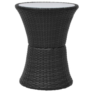 Set mobilier bistro cu perne, 3 piese, negru, poliratan - Img 5