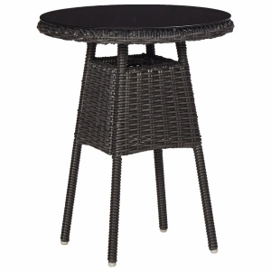 Set mobilier bistro de grădină cu perne 3 piese negru poliratan - Img 3